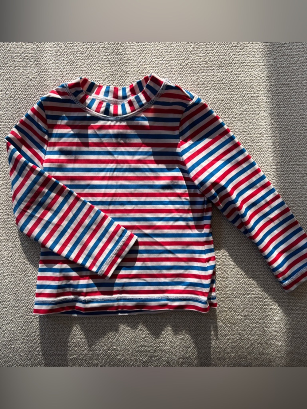 Hanna Andersson Red White and Blue Stripe Swim Top Long Sleeve Size 3